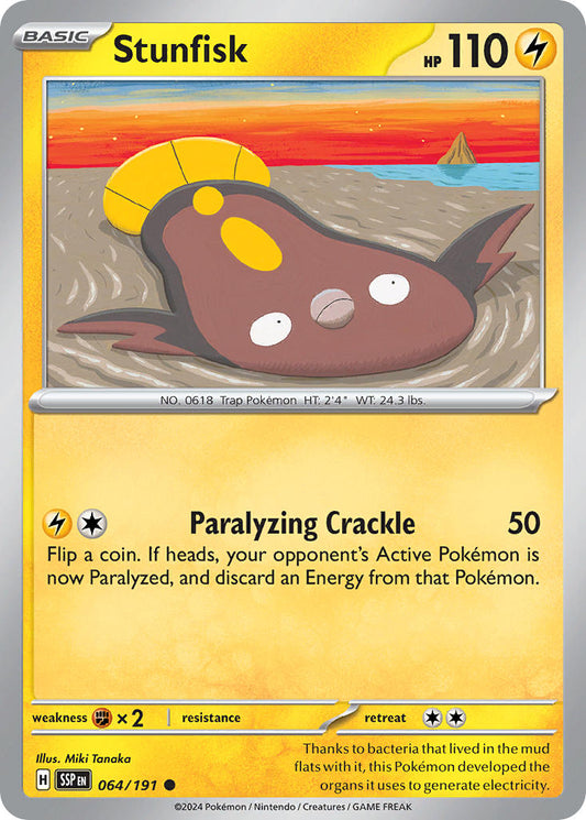 (064/191) Pokemon TCG Surging Sparks Single: Stunfisk   Common