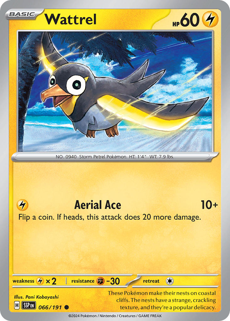 (066/191) Pokemon TCG Surging Sparks Single: Wattrel   Common