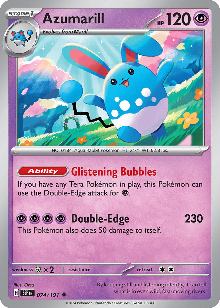 (074/191) Pokemon TCG Surging Sparks Single: Azumarill   Uncommon