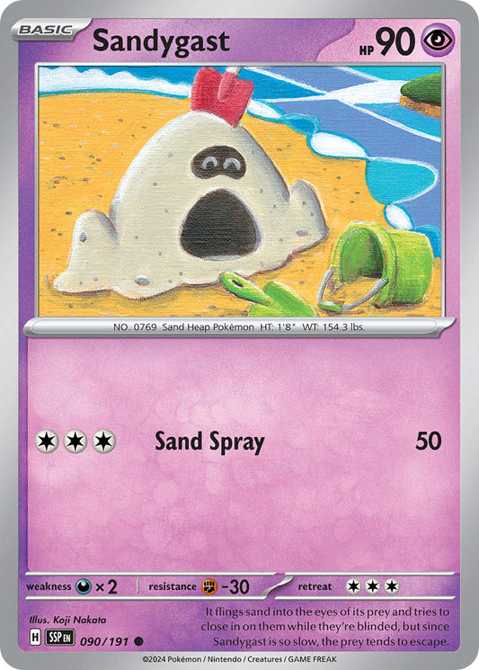 (090/191) Pokemon TCG Surging Sparks Single: Sandygast   Common