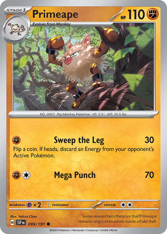 (099/191) Pokemon TCG Surging Sparks Single: Primeape   Common