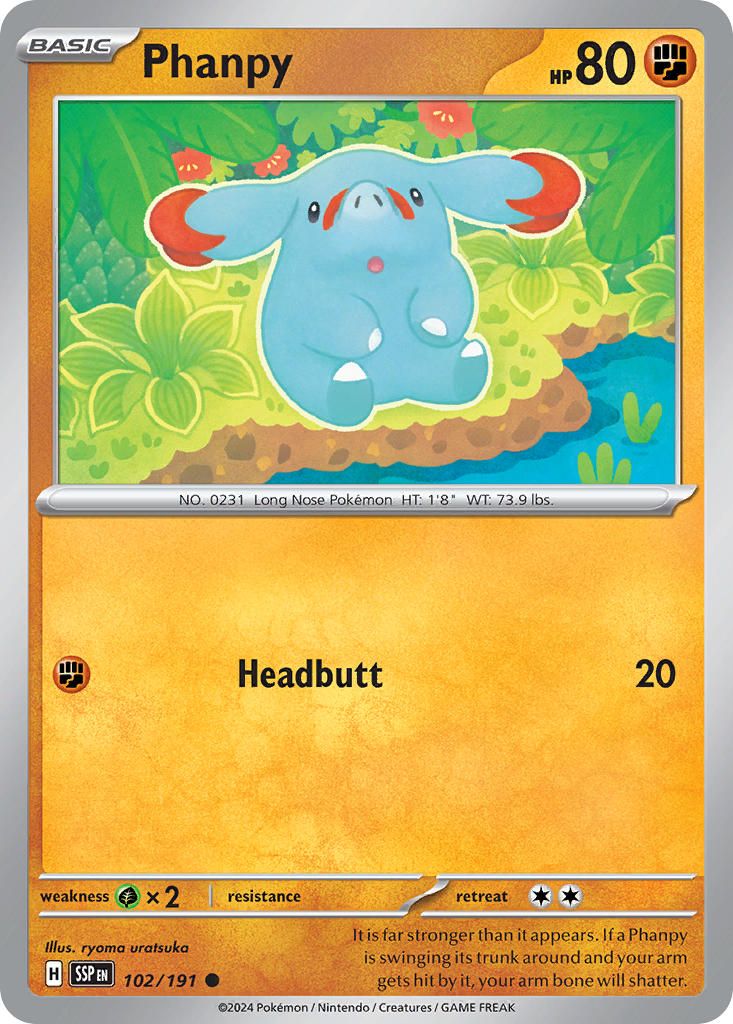 (102/191) Pokemon TCG Surging Sparks Single: Phanpy   Common