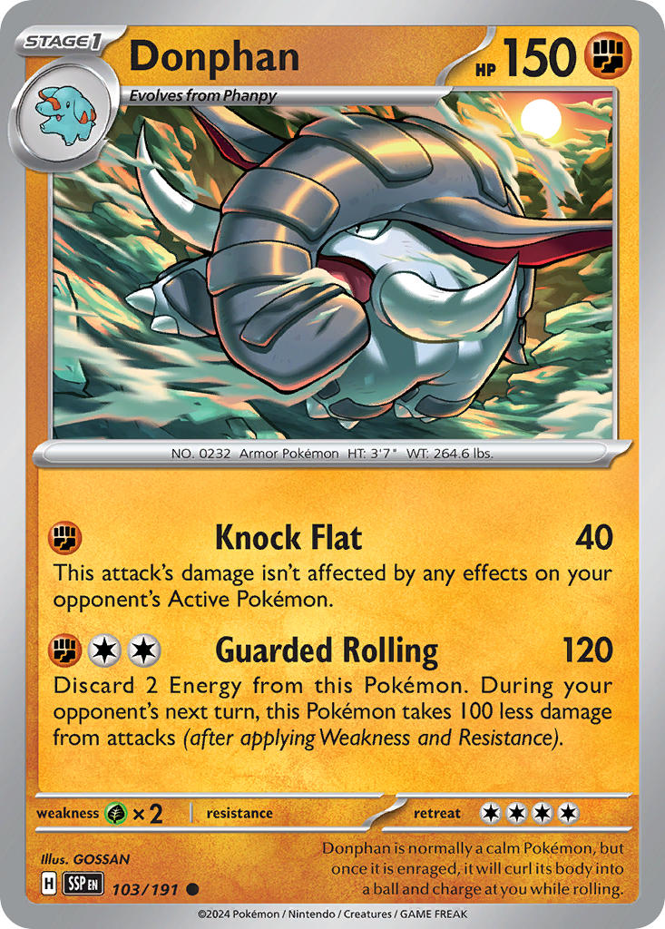 (103/191) Pokemon TCG Surging Sparks Single: Donphan   Common