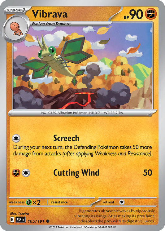 (105/191) Pokemon TCG Surging Sparks Single: Vibrava   Common