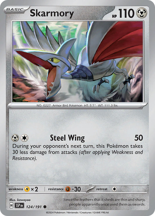 (124/191) Pokemon TCG Surging Sparks Single: Skarmory   Common