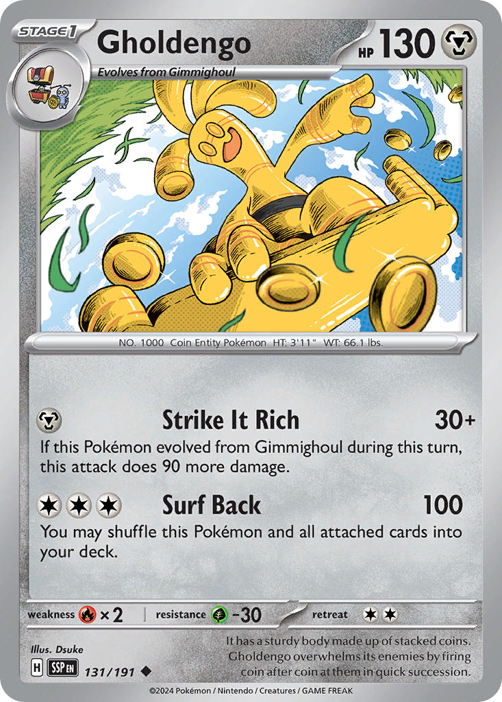 (131/191) Pokemon TCG Surging Sparks Single: Gholdengo   Uncommon