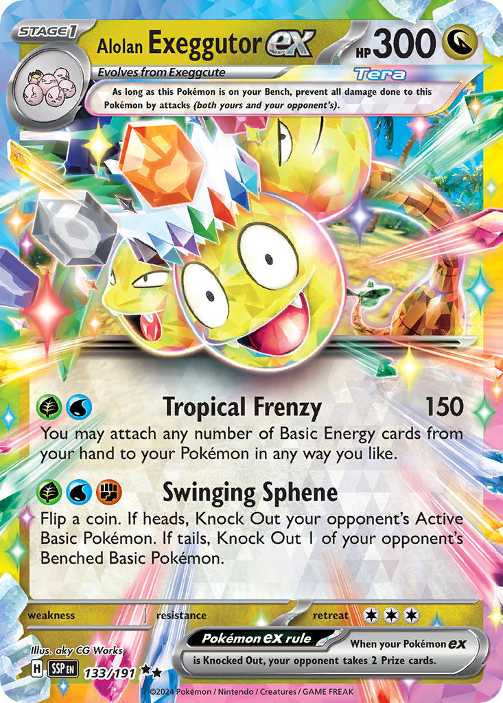 (133/191) Pokemon TCG Surging Sparks Single: Alolan Exeggutor ex   Double Rare