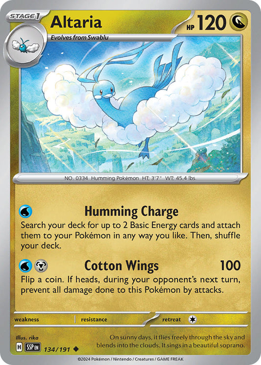 (134/191) Pokemon TCG Surging Sparks Single: Altaria   Uncommon