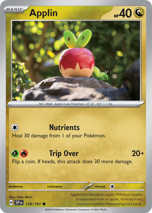 (138/191) Pokemon TCG Surging Sparks Single: Applin   Common