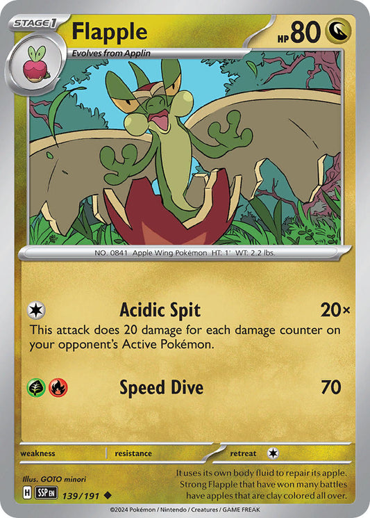 (139/191) Pokemon TCG Surging Sparks Single: Flapple   Uncommon