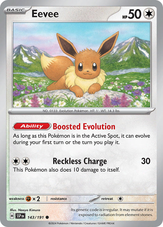 (143/191) Pokemon TCG Surging Sparks Single: Eevee   Common