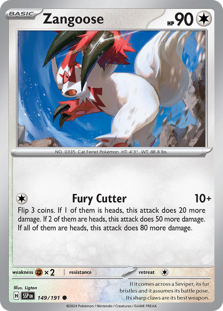 (149/191) Pokemon TCG Surging Sparks Single: Zangoose   Common