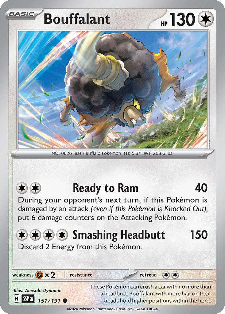 (151/191) Pokemon TCG Surging Sparks Single: Bouffalant   Common