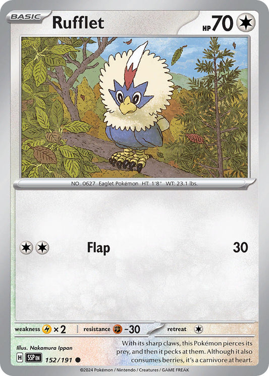 (152/191) Pokemon TCG Surging Sparks Single: Rufflet   Common