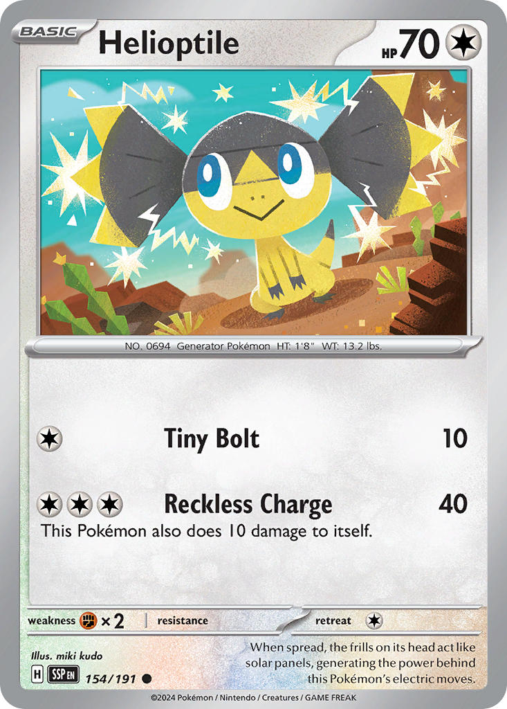 (154/191) Pokemon TCG Surging Sparks Single: Helioptile   Common