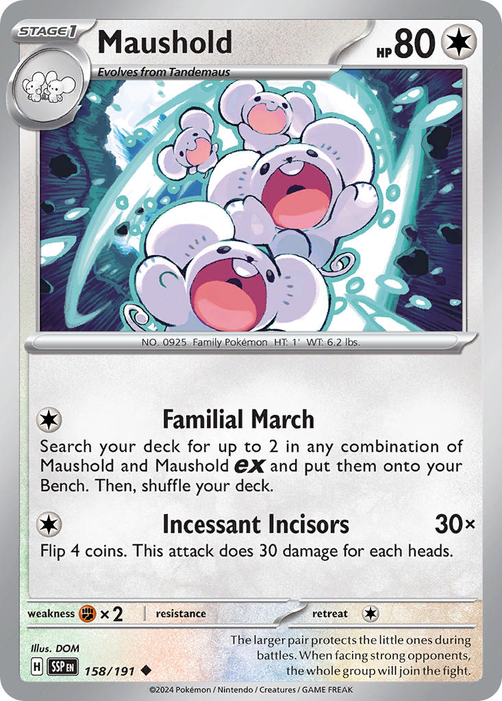 (158/191) Pokemon TCG Surging Sparks Single: Maushold   Uncommon