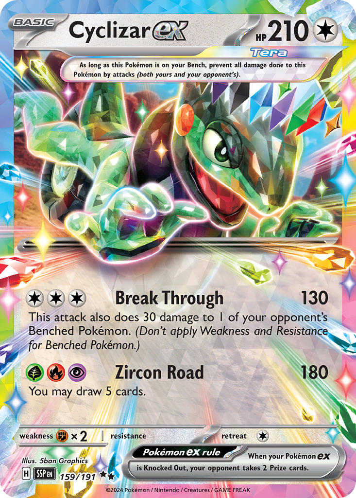 (159/191) Pokemon TCG Surging Sparks Single: Cyclizar ex   Double Rare