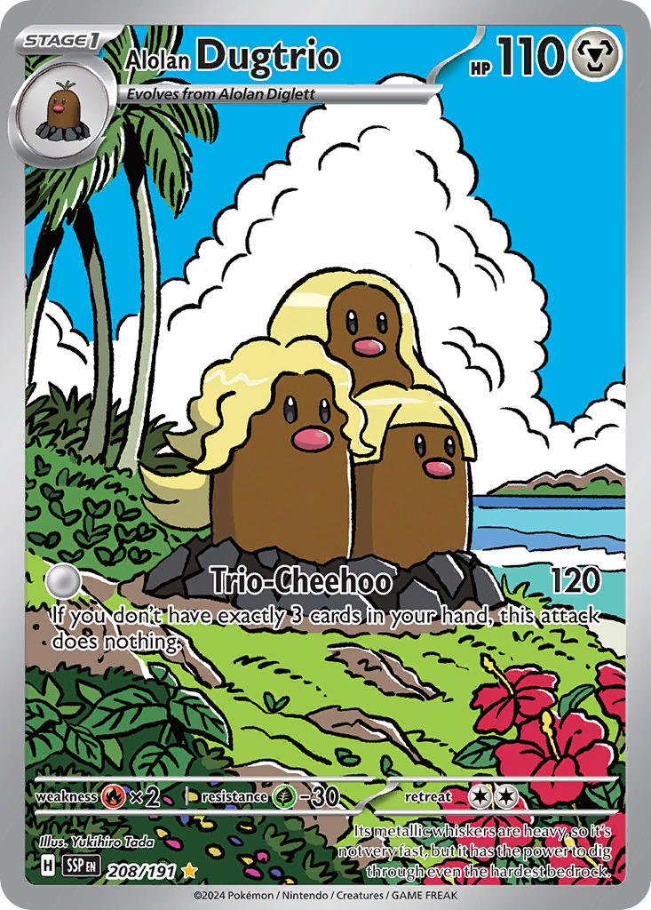 (208/191) Pokemon TCG Surging Sparks Single: Alolan Dugtrio   Illustration Rare