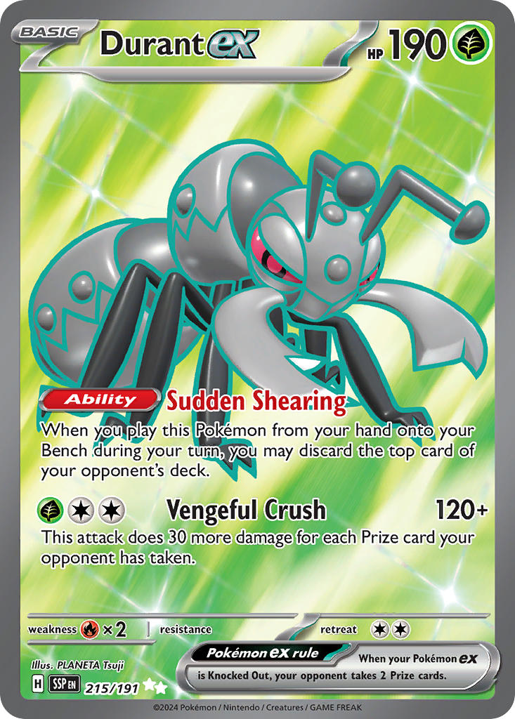 (215/191) Pokemon TCG Surging Sparks Single: Durant ex   Ultra Rare