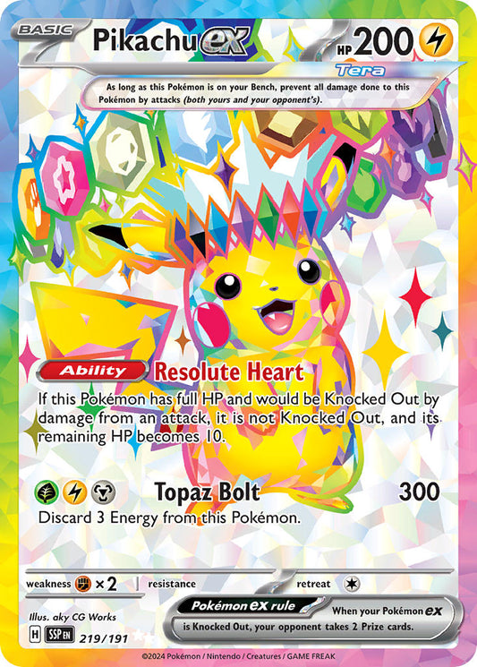 (219/191) Pokemon TCG Surging Sparks Single: Pikachu ex   Ultra Rare