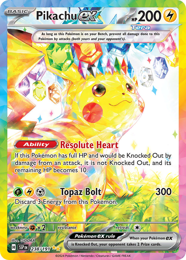 (238/191) Pokemon TCG Surging Sparks Single: Pikachu ex   Special Illustration Rare