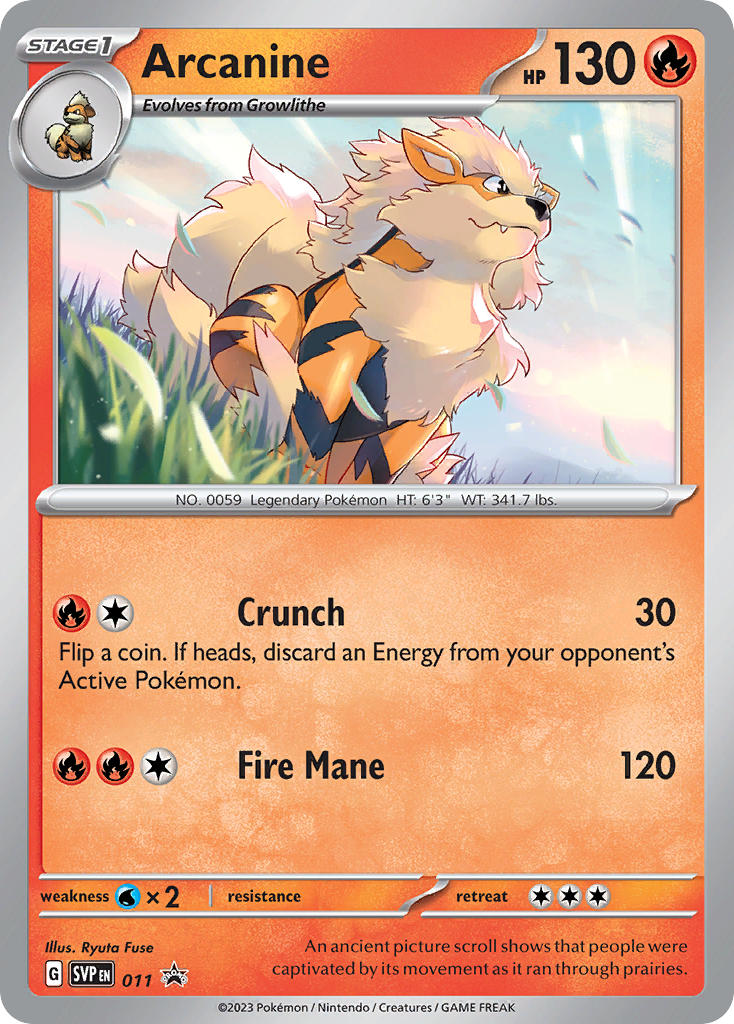 (011/ ) Pokemon TCG SV Black Star Promos Single: Arcanine   Promo