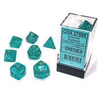 Chessex - Borealis 12mm D6 Dice Block - Luminary Teal & Gold Dice Block