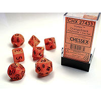 Chessex - Vortex Polyhedral 7 Dice Set - Orange w/Black