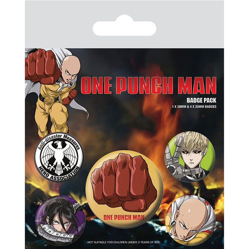 One Punch Man Pin-Back Badges 5-Pack