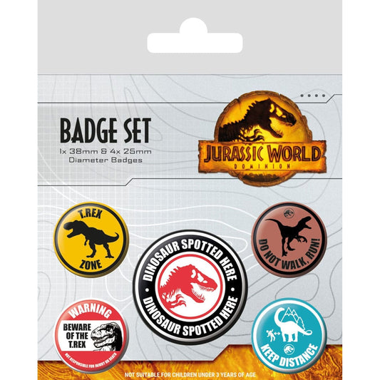 Jurassic World: Dominion Pin-Back Badges 5-Pack Warning Signs