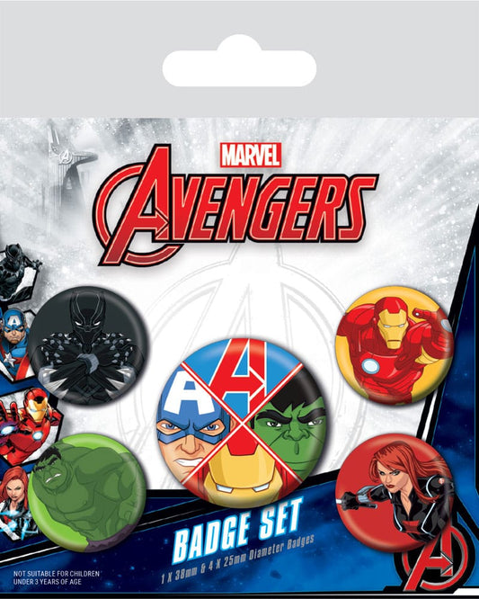 Marvel Pin-Back Badges 5-Pack Avengers Assemble