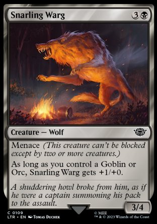 (109) Magic The Gathering The Lord of the Rings: Tales of Middle-earth Single: Snarling Warg  Common