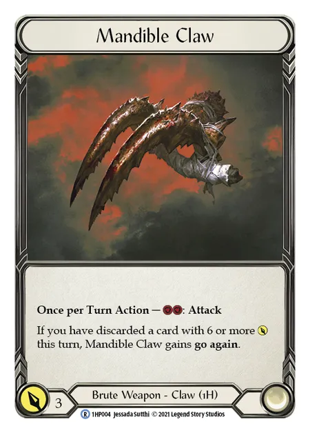 (1HP004) Flesh & Blood TCG History Pack 1 Single: Mandible Claw (Regular)  Rare