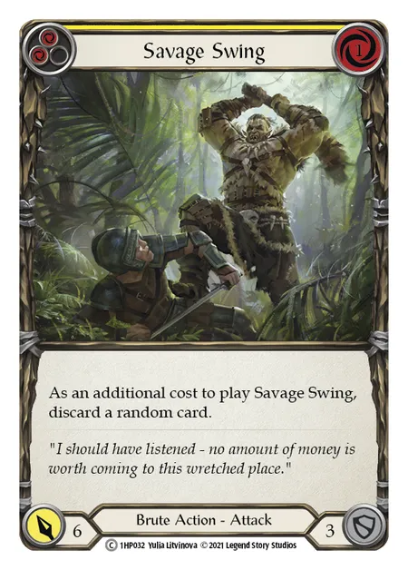 (1HP032) Flesh & Blood TCG History Pack 1 Single: Savage Swing (Yellow) (Regular)  Common