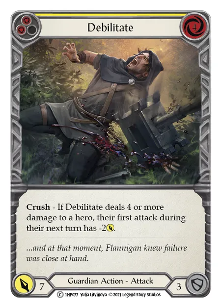 (1HP077) Flesh & Blood TCG History Pack 1 Single: Debilitate (Yellow) (Regular)  Common