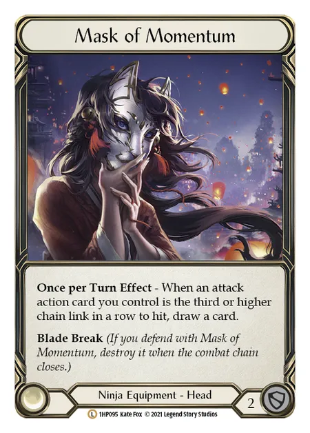 (1HP095) Flesh & Blood TCG History Pack 1 Single: Mask of Momentum (Regular)  Legendary