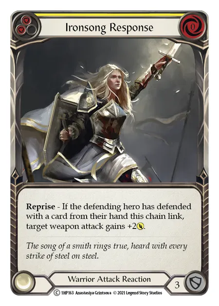 (1HP163) Flesh & Blood TCG History Pack 1 Single: Ironsong Response (Yellow) (Regular)  Common