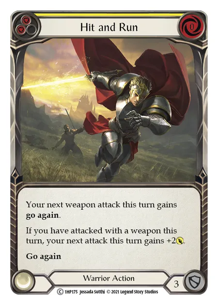 (1HP175) Flesh & Blood TCG History Pack 1 Single: Hit and Run (Yellow) (Regular)  Common