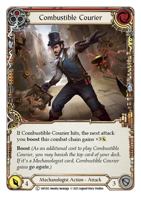 (1HP202) Flesh & Blood TCG History Pack 1 Single: Combustible Courier (Red) (Regular)  Common