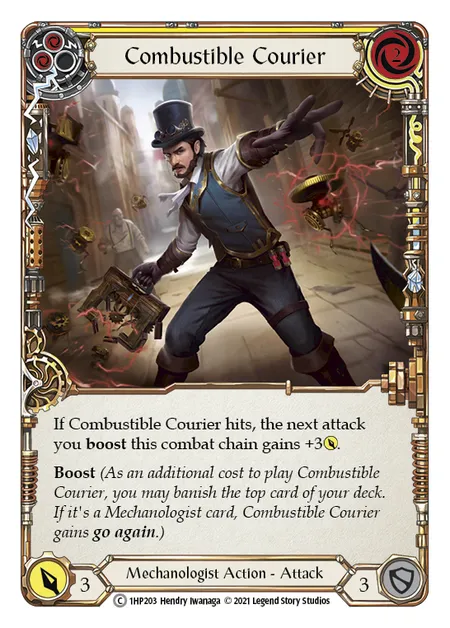 (1HP203) Flesh & Blood TCG History Pack 1 Single: Combustible Courier (Yellow) (Regular)  Common