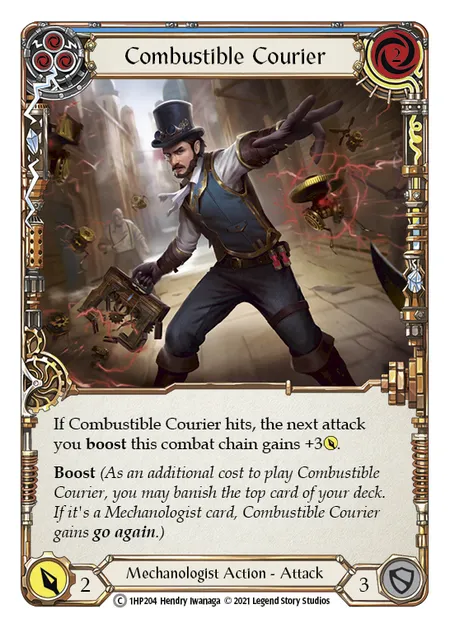 (1HP204) Flesh & Blood TCG History Pack 1 Single: Combustible Courier (Blue) (Regular)  Common