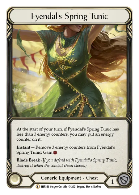 (1HP341) Flesh & Blood TCG History Pack 1 Single: Fyendal's Spring Tunic (Regular)  Legendary