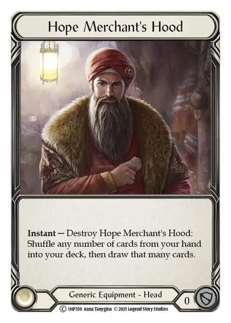 (1HP350) Flesh & Blood TCG History Pack 1 Single: Hope Merchant's Hood (Regular)  Common