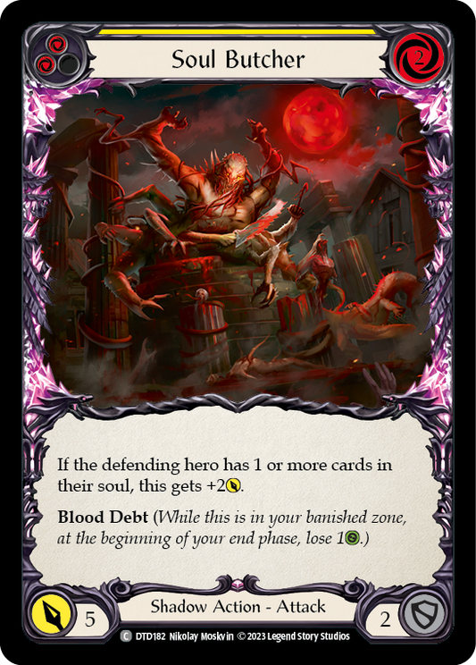 (DTD182) Flesh & Blood TCG Dusk till Dawn Single: Soul Butcher (Yellow) (Regular)  Common