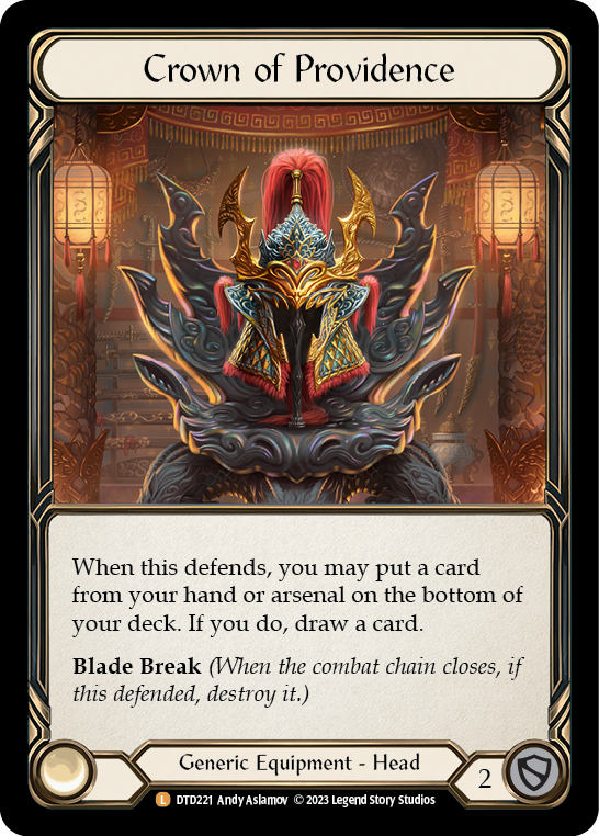 (DTD221) Flesh & Blood TCG Dusk till Dawn Single: Crown of Providence (Regular)  Legendary