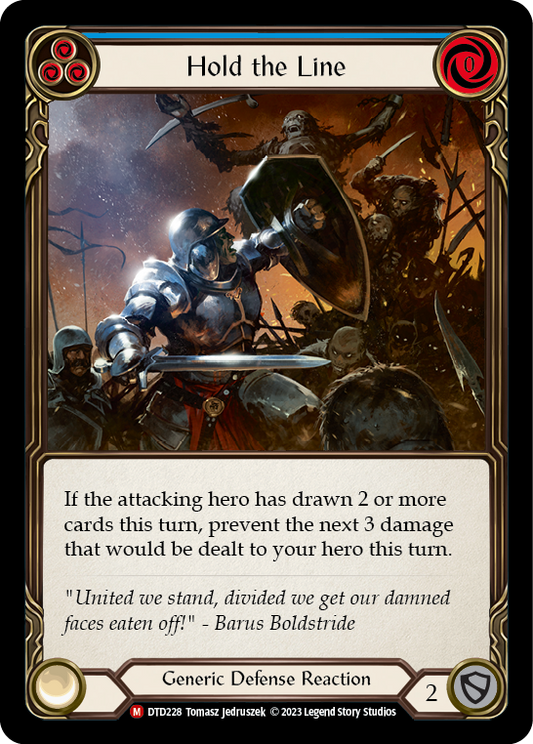 (DTD228) Flesh & Blood TCG Dusk till Dawn Single: Hold the Line (Rainbow Foil)  Majestic