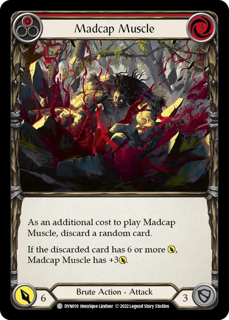 (DYN019) Flesh & Blood TCG Dynasty Single: Madcap Muscle (Red) (Regular)  Common