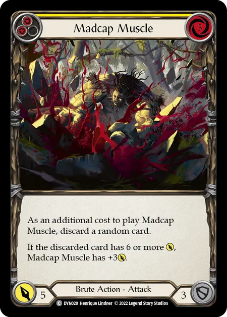 (DYN020) Flesh & Blood TCG Dynasty Single: Madcap Muscle (Yellow) (Regular)  Common