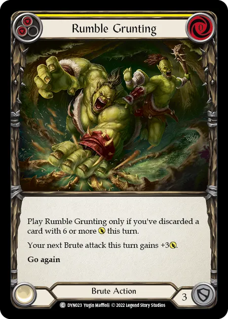 (DYN023) Flesh & Blood TCG Dynasty Single: Rumble Grunting (Yellow) (Regular)  Common