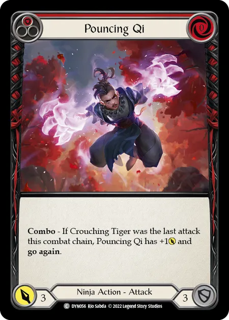 (DYN056) Flesh & Blood TCG Dynasty Single: Pouncing Qi (Red) (Rainbow Foil)  Common